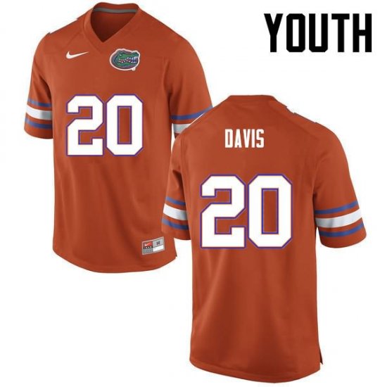 Youth Florida Gators #20 Malik Davis NCAA Nike Orange Authentic Stitched College Football Jersey COI5262AH